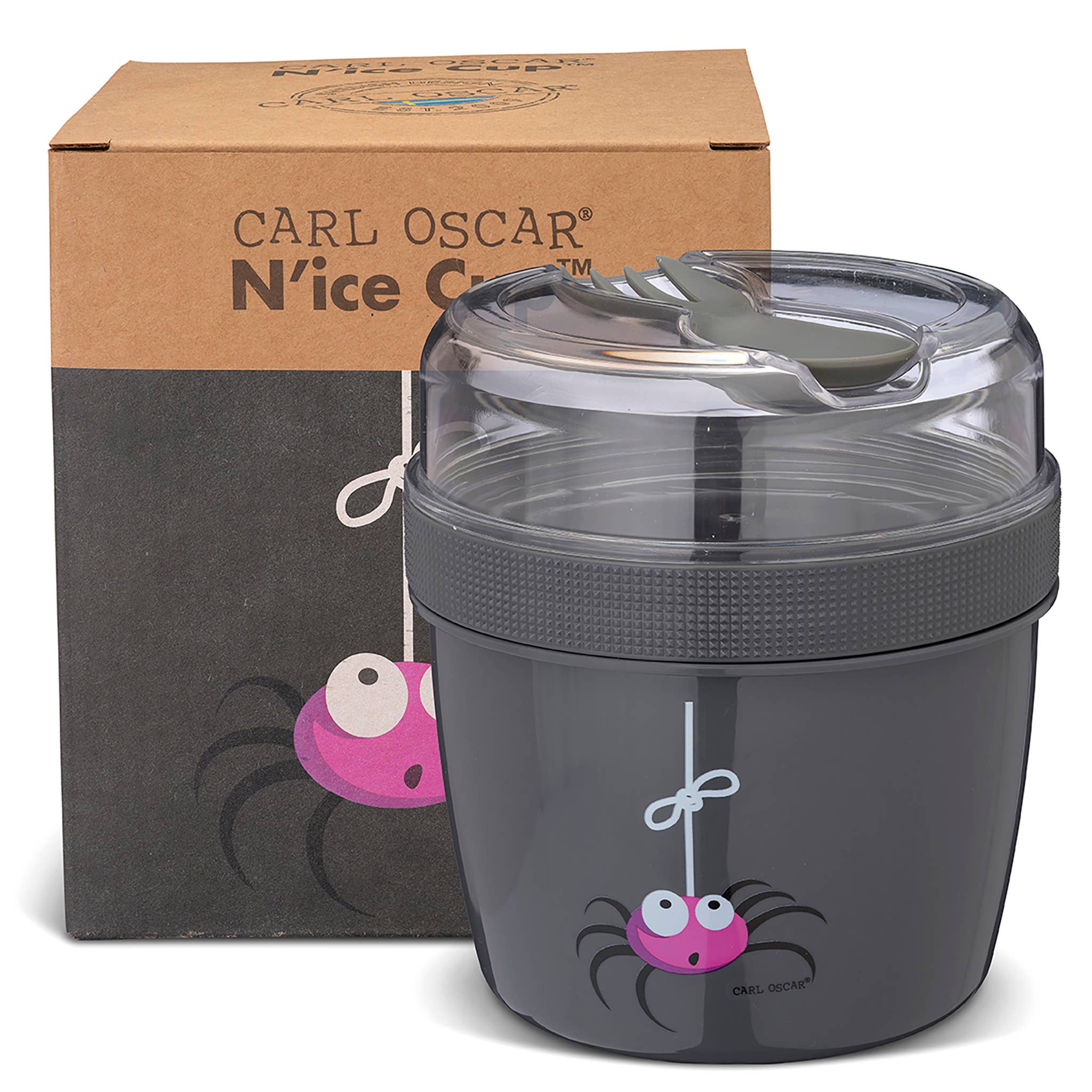 N’ice Cup - L, kinderlunchbox met koeldisc - grijs