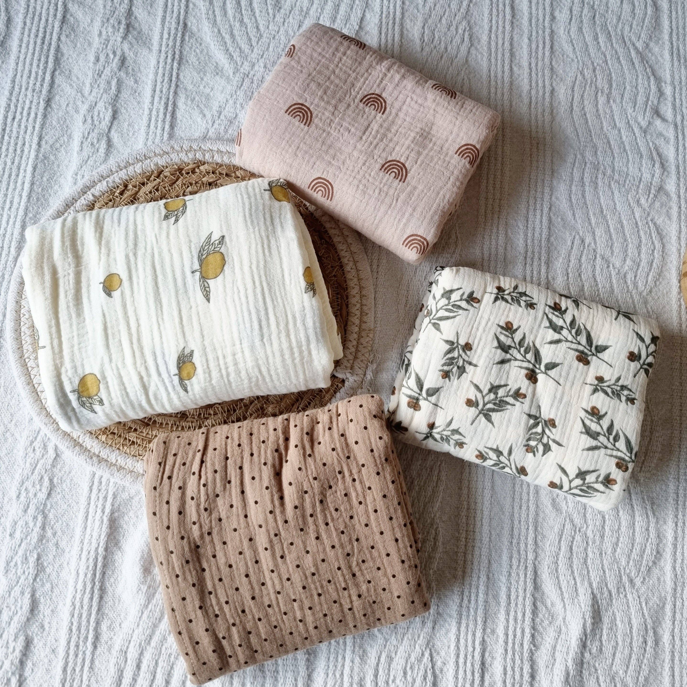 Hydrofiele doek XL - Beige met Citroenen 130x110cm