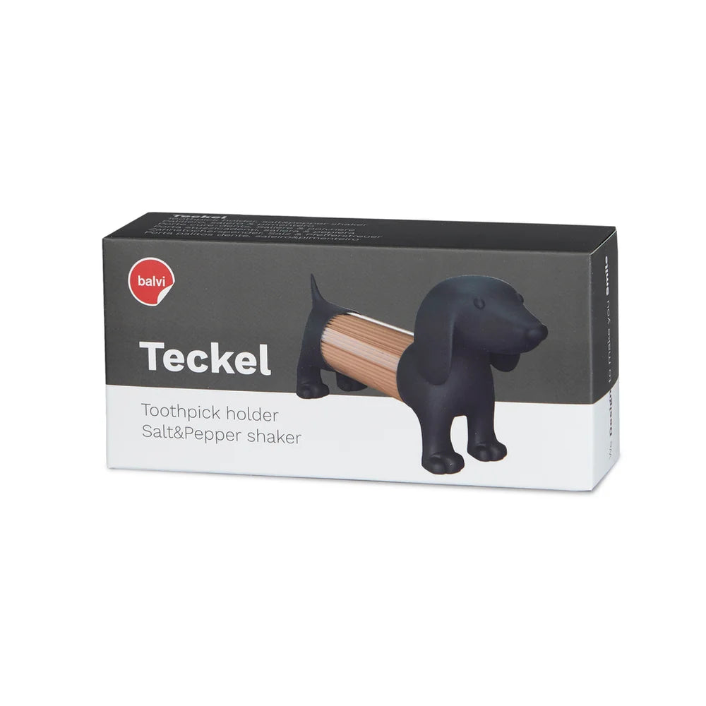 Teckel-tandenstokerhouder & peper- en zoutstel - Zwart