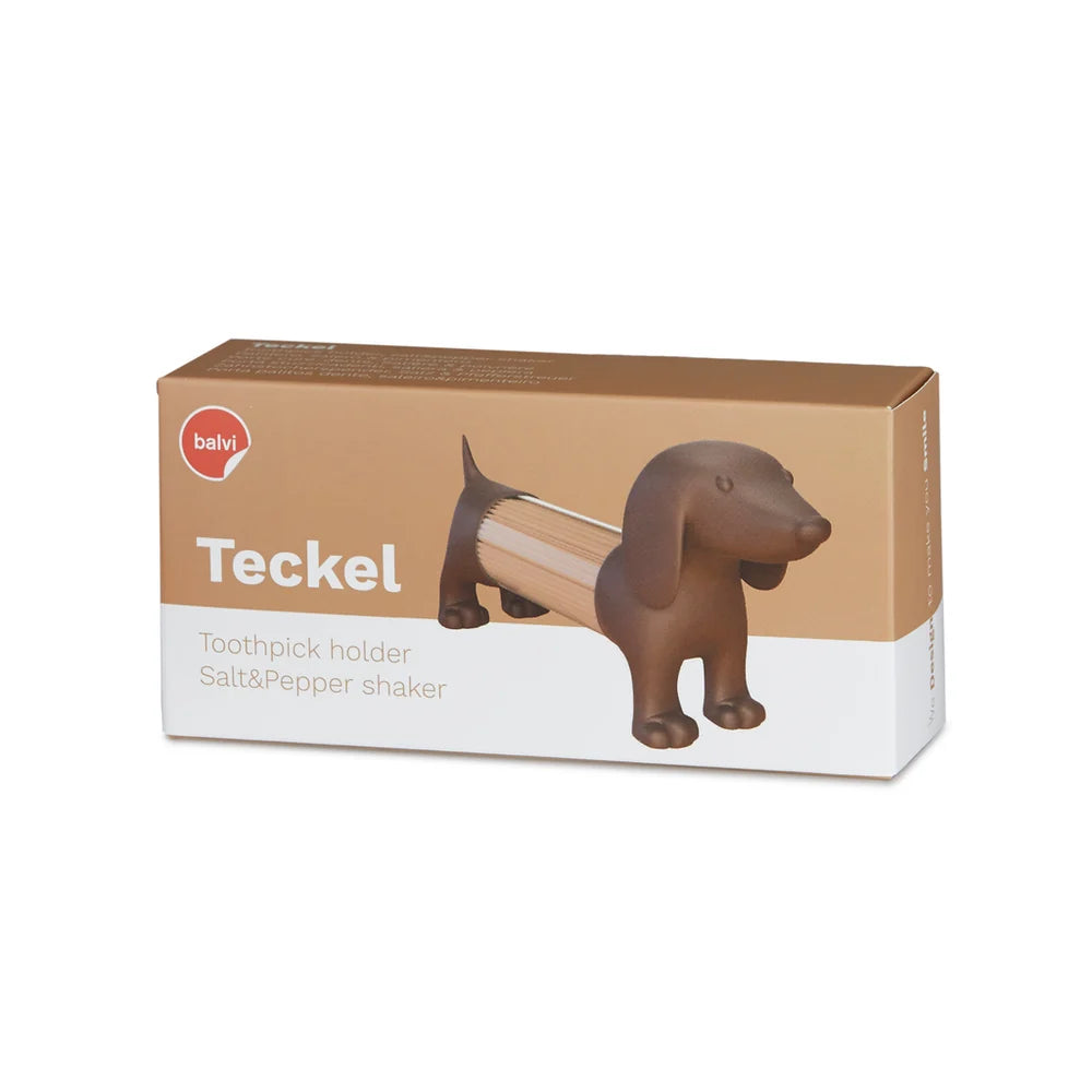 Teckel-tandenstokerhouder & peper- en zoutstel - Bruin