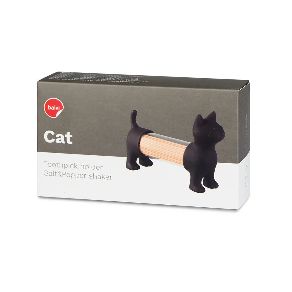 Kat-tandenstokerhouder & peper- en zoutstel - Zwart