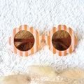 Baby- en kinder zonnebril UV400 bloem - Gestreept Camel / Zachtroze