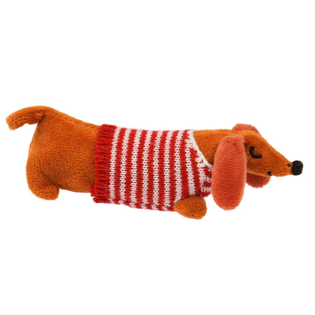 Miniworstenhondje in een klein doosje