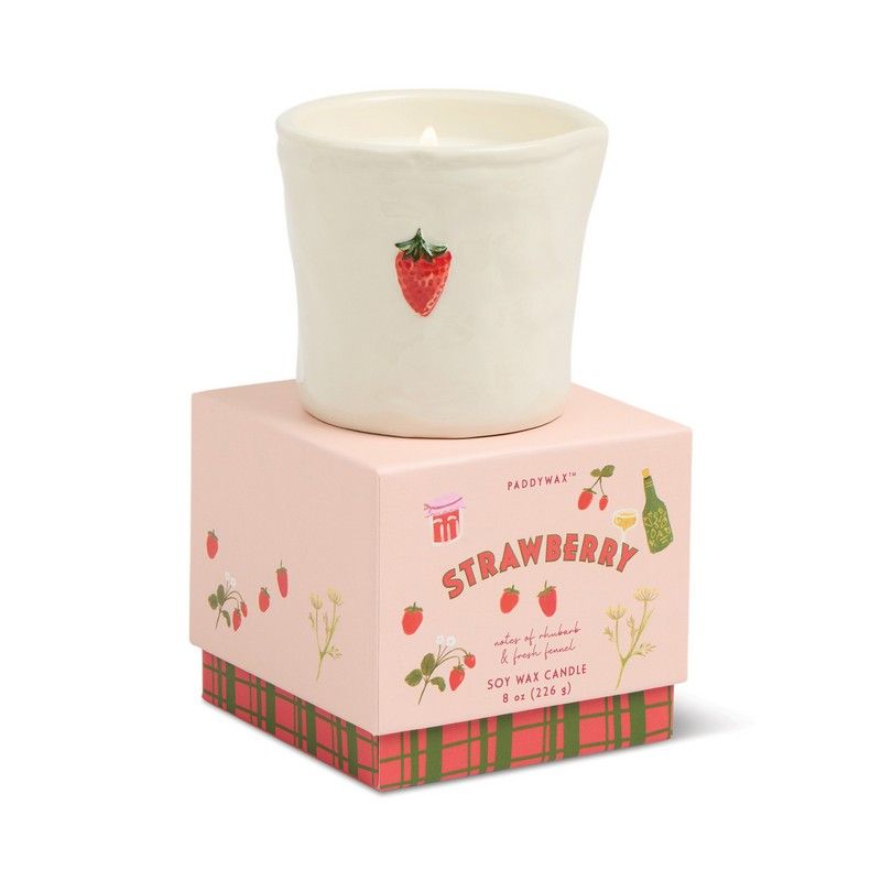 Bistro Strawberry Keramische Kaars in relief