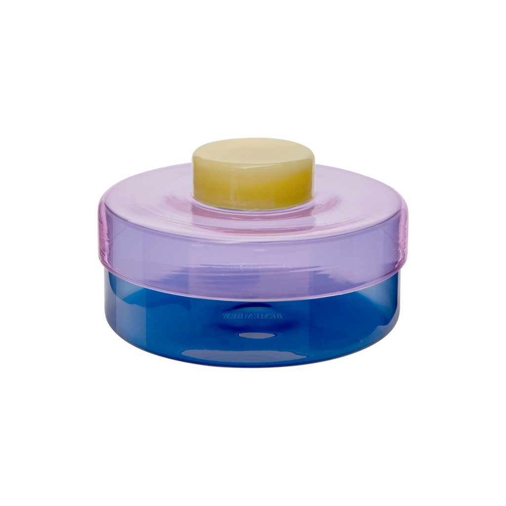 Glazen pot Milou roze-blauwe