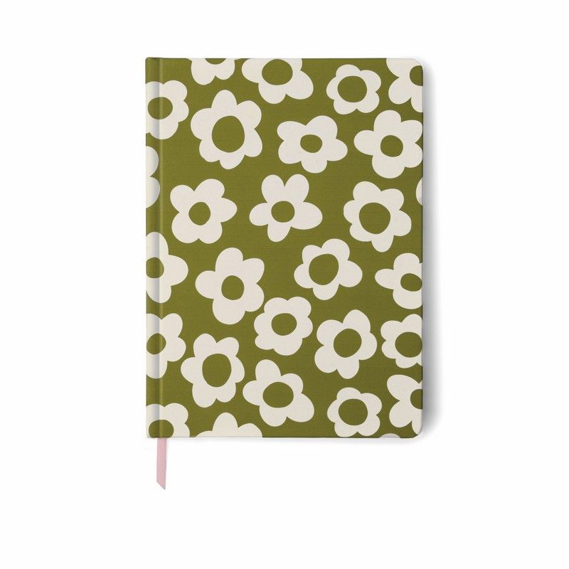 Groot Dik Notitieblok - Groene Groovy Bloemen