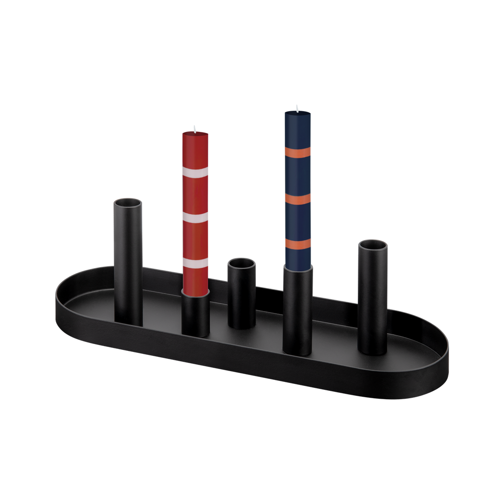 Magnetische kaarsenhouder Luna ovaal zwart black