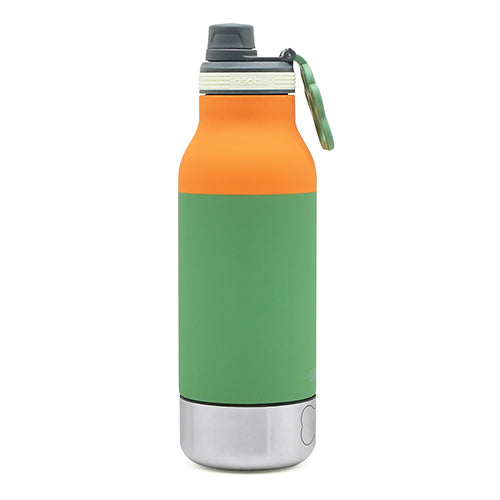 Drinkfles met eetbakje voor je beste vriend - Buddy Green/Orange