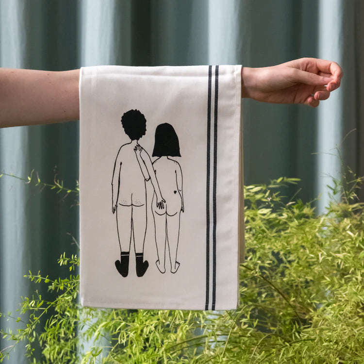 Keukenhanddoek Naked Couple Back