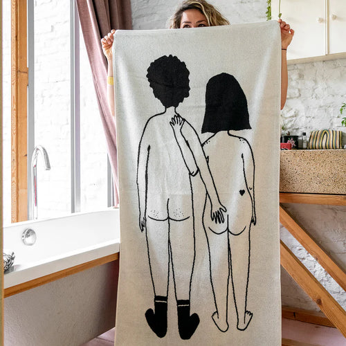 Badhanddoek Naked Couple Back