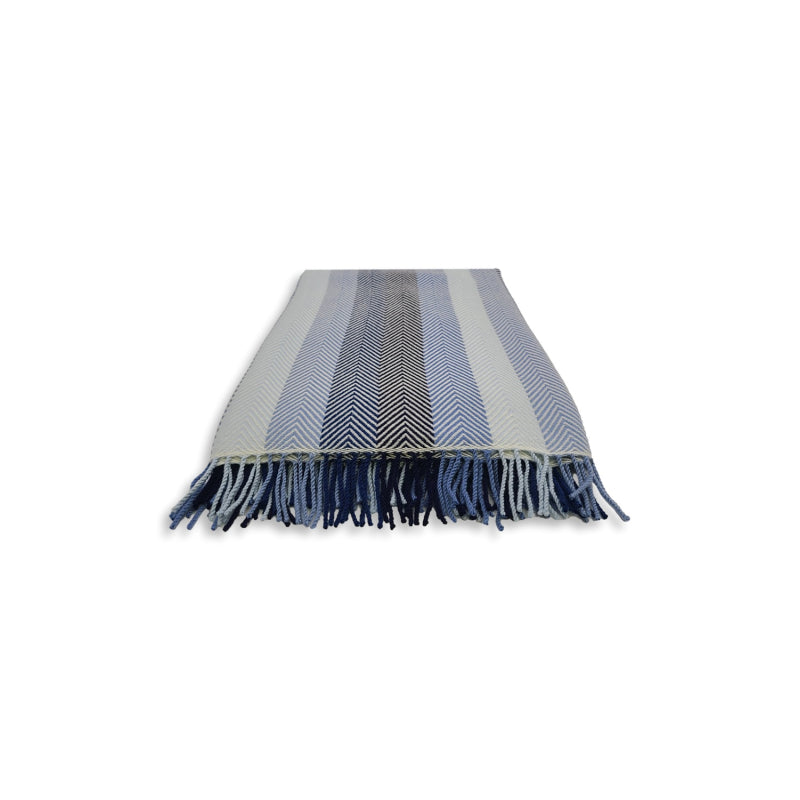 Plaid, wol, visgraatmotief, blauw