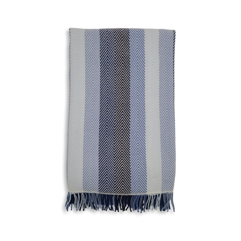 Plaid, wol, visgraatmotief, blauw