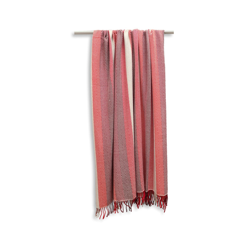 Plaid, wol, visgraatmotief, rood
