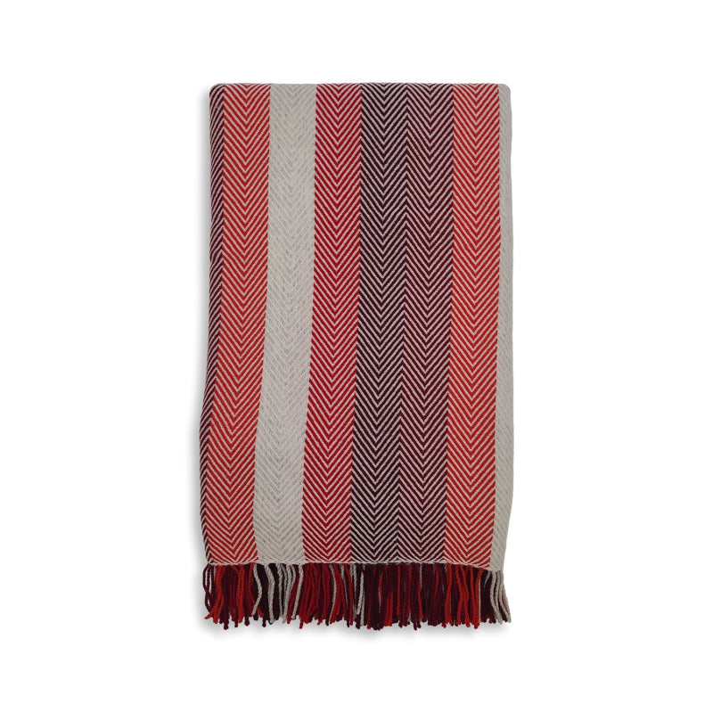Plaid, wol, visgraatmotief, rood